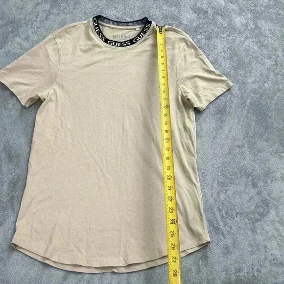 Guess Shirt Mens Small Beige Ronnie Logo Crewneck Tee Casual Cotton Preppy - Picture 2 of 9